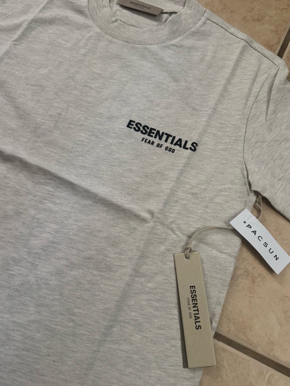 Essentials Men's Light Gray Crewneck Logo Tee - Picture 3 of 6